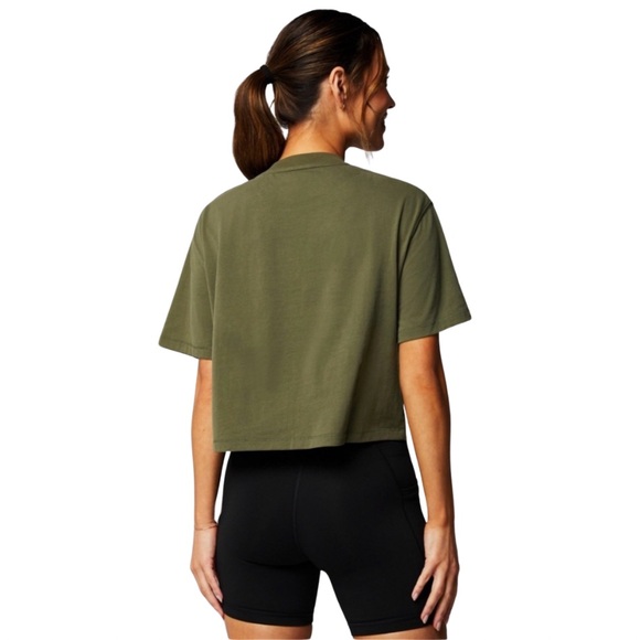 Fabletics XXL Utility Green 100% Cotton Boxy Tee - Picture 2 of 3